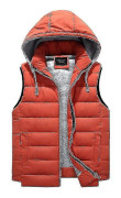 Herr Parka med huva 4xl-8xl Väst Vinter Höst Ny Tjock Varm Vardaglig Vindtät Baggy Vadderad Ytterkläder Västar Ärmlös Jacka 7XL FÄRG Orange Väst