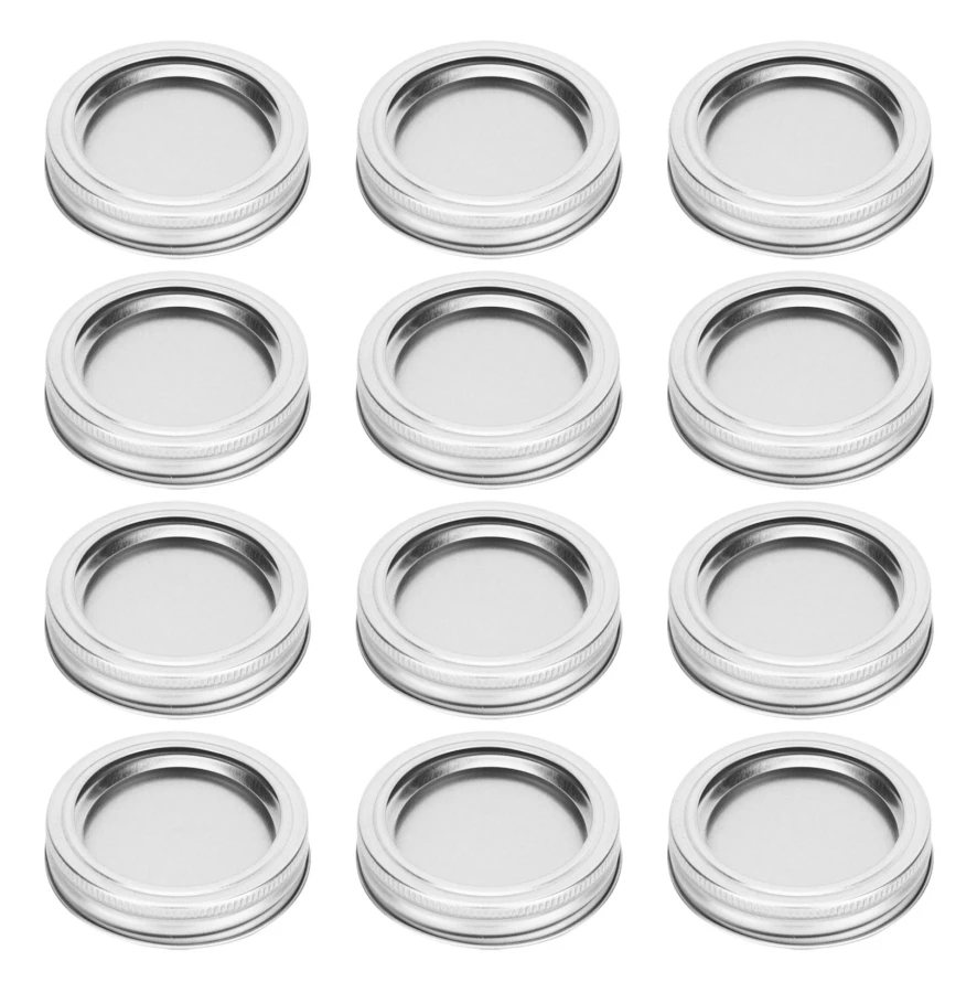 12 st 70 mm Runda Normal Mun Delad Typ Burk Lock Behållare Förslutningsskydd för Krydda Honung