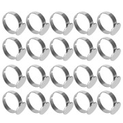 20 st Platt Ringbas Justerbar Rostfritt Stål Halvfärdiga DIY Smyckestillbehör 12mm