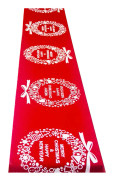 Julbordslöpare i linne, för julbordsdekoration (270*28cm) Tryckt rektangulär bordsduk christmas wreath red