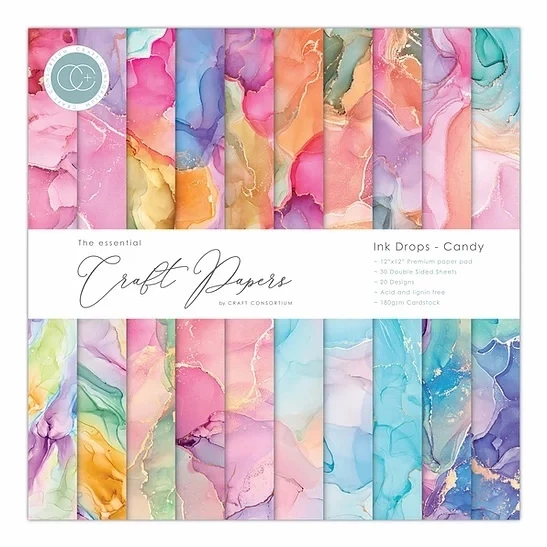 Paper Pad 12x12 - Craft Consortium - Ink Drops Candy