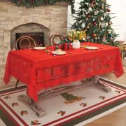 Festlig Julspetsduk - Broderad Polyester Julbordsdekoration för en Stämningsfull Högtid Red M Red M