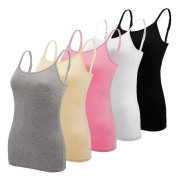 5-pack Basic Camisole Justerbar Camisole Spaghettiband Linne för Kvinnor och Flickor (Stor)