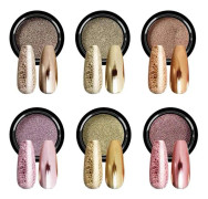 Krom Nagelpulver - Holografiskt Guld Nagelpulver 6 Färger Spegel- och Bubbeleffekt Nagelkonst Dekoration Manikyr Pigment Set[co]