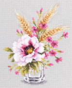 Broderikit Magic Needle "Vallmo och nejlikor" 18x23 cm
