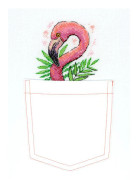 Broderikit på vattenlöslig canvas MP Studia "Rosa flamingo" 9x9 cm