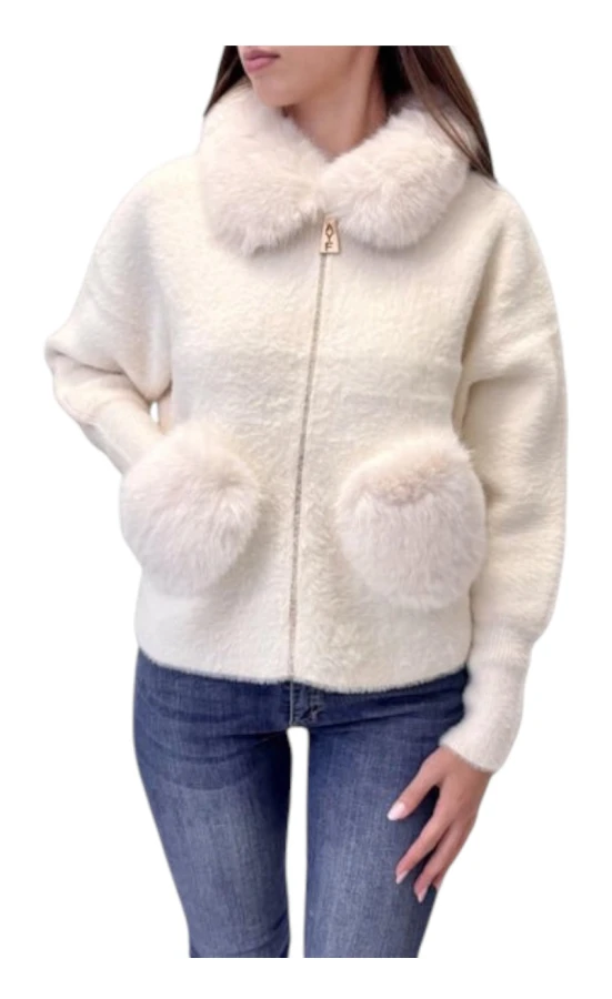 Koftor / Cardigans / Västar Ayfee GIACCA COLLO PELLICCIA CAM25275