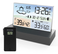 Väderstation Trådlös Inomhus Utomhus med Sensorer Transparent Glas Färgdisplay Digital svart