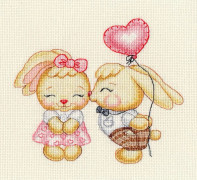 Broderikit Oven "Förälskade kaniner" 16x14 cm