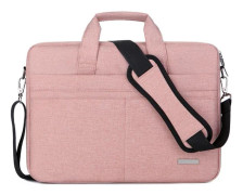 Laptopväska, 15,6 tum, vattentät, stöttålig, laptop axelväska, med axelrem och dolt handtag, rosa