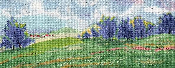 Broderikit Oven "Vårvidder" 37x15 cm