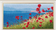 Broderikit Oven "Sommar, hav, vallmo" 37x21 cm