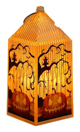 Halloween LED-lykta, liten retrostil flamlös lykta Halloween dekoration prydnad