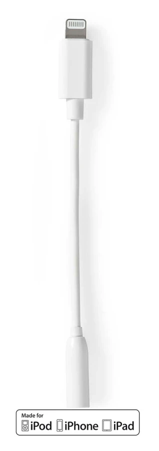 Lightning Adapter | Apple Lightning, 8-stifts | 3.5 mm Hona | Nickelplaterad | 0.10 m | Rund | PVC | Låda