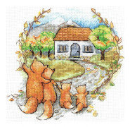 Broderikit Andriana "Nytt hem. Rävar" 14.5x13.5 cm