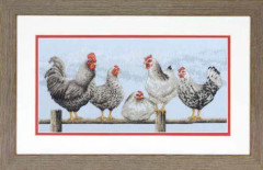 Broderikit Dimensions "Svartvita höns" 40.6x20.3 cm