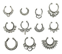 Charms Protetisk Septum Kristall Näspiercing Silver