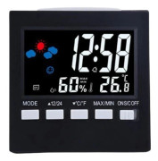 Practical Weather Station with Alarm Clock, Black