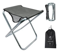 36x32x40CM 16 tum Stor Hopfällbar Pall med Bärväska, Aluminiumlegeringsfäste, Lättvikt, Lastkapacitet upp till 150 kg (1 st, Grå)