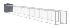 vidaXL Hönshus med gård antracit 117x1221x123 cm galvaniserat stål