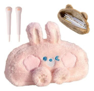 Söt Sminkväska Rese Smink Rosa Kanin Stor Kawaii Pennfodral Väska Organizer Estetisk Låda Hem Flygplats Flygbolag rosa kanin[co]