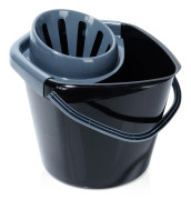 Mopphink med vridare, plast, svart, 10 l
