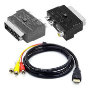 1080p-kompatibel S-Video hane till 3 RCA AV-ljudkabel med SCART till 3 RCA Phono-adapter (haoyi)