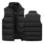 Herrvästjacka Varma Ärmlösa Jackor Vinter Vattentät Dragkedja Kappa Höst Ståkrage Ledig Väst Kläder 6XL svart