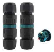 2-pack IP68 Vattentät Elektrisk Kontakt, 9mm-12mm Diameter, Hylsa för Trädgårdsanvändning, 3-Pin 2-Vägs Bottenanslutningslösning