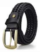 Högkvalitativ 4 cm bred flätat bälte för män, vävt bälte, äkta läder, ko-remmar, handstickade designerbälten för jeans