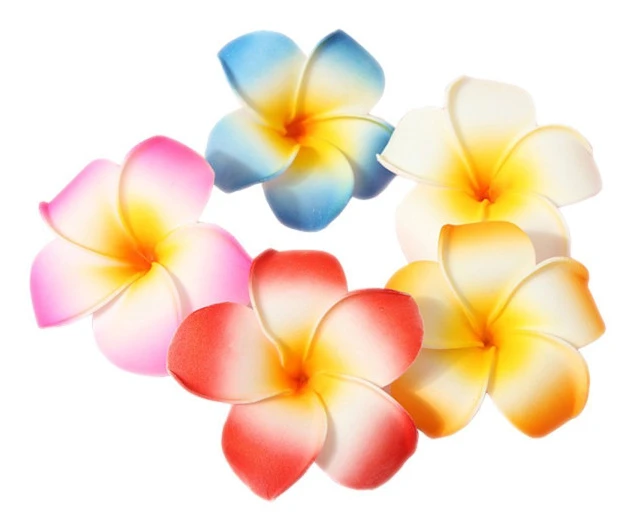 20 st 7 cm Hawaii Hawaiian Plumeria hårspännen Strandblomma Huvudbonader för bröllopsfest