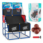 COSTWAY Basketboll Arcade-spel med Dubbel Shootout och Basketkorg, 4 Bollar och 1 Pump för Uppblåsning, Returramp