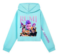 Kpop Demon Hunter Girls Dubbelärmad Crop Hoodie & Shorts Set - Himmelsblå Sky Blue X-FX- Sky Blue X{ROG}