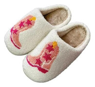 bolukets Mjuka Tofflor för Kvinnor och Män, Varma och Bekväma Plyschtofflor med Ludd, Kudde och Slip-on Design, Hustomtar för Inomhus- och Utomhusbruk_max A Cowboy Boot