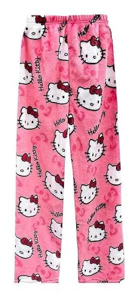 Kawaii Pyjamas för Kvinnor Flickor Tecknad Hellokitty Överallt Tryck Flanell Jul Anime Mjuka Sovkläder Pyjamas Byxor - Perfekt Rosa M