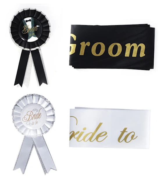Bröllopsskärp Groom To Be Bride To Be Pin Badge Dekorationsaccessoarer för festfoto