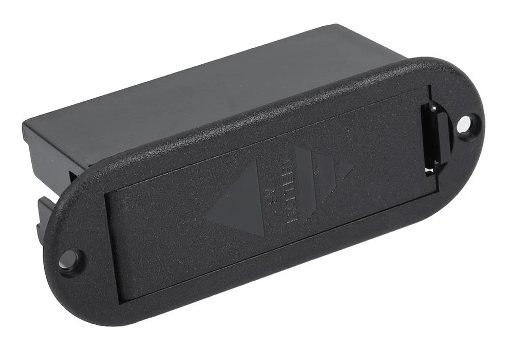PU-läder Elgitarr Bas Pickup 9V Batterilucka Hållare Fodral Väska Organizer Låda (#02)