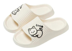 Duschtofflor för kvinnor och män, halkfria badtofflor, mjuka flip-flops med tofflor för inomhus, trädgård, söta katttryckta tofflor för flickor -Qin 3.5-4