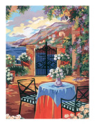 Stramaljväv med tryckt motiv Collection D`Art "Terrassen" 22x30 cm