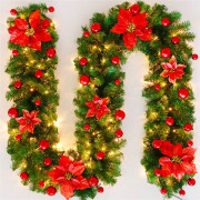 Christmas Wreath, Artificial Christmas Tree Wreath with Lights, Christmas Wreath 270 cm, Fireplace, Doors, Windows, Stairs