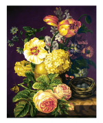 Stramaljväv med tryckt motiv Collection D`Art "Antika blommor" 50x40 cm
