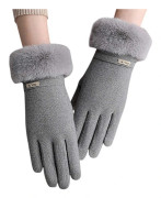 Women's Winter Gloves Warm Fleece Lined Stretch Thick Gloves Touchscreen Texting Cold Weather Winter Gloves for Women Grey