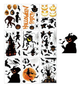Halloween Fönsterdekaler, 9 ark Halloween Fönsterdekoration Klistermärken, Halloween Fönsterdörr Klistermärke med Pumpa Spöke Spindel Fladdermus Skelett