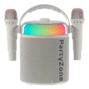 PartyZone Karaoke-set med 2 mikrofoner (vit)