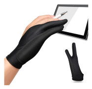2 st Konstnärshandskar med Två Fingrar Handflatavvisande Handskar för Stylus Penna Blyertsskissning Målning Höger eller Vänster Hand