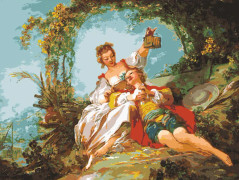 Stramaljväv med tryckt motiv Collection D`Art "De lyckliga älskande" 90x120 cm