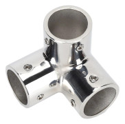 3-vägs hörn T-koppling 316 rostfritt stål spegelpolerad yacht handräcke armbågsrör kopplingar Φ22mm