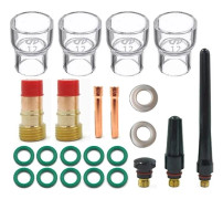 23-delars TIG Stubby Gas Lens TIG-hylsa 12 Pyrex-kopp TIG Gas Lens Aluminiumoxidmunstycke Kit för WP17/18/26