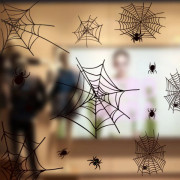 Halloween Dekorationer Fönsterdekorationer: Spindlar Silhuett Läskiga Svarta Spindeldekorationer Fönsterdekaler, Vattentäta