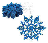 Julkoncept Set med 12 st 10 cm Glittrande Snöflingor Hängande Dekorationer - Juldekorationer (Kungsblå)【PL】